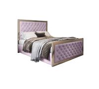 KDMD Emia Upholstered Soft Velvet Metal Designer Bed Frame in Pink | Size: King KDMD Pink King