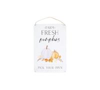KDMD Farm Fresh Pumpkins Metal Hanging Sign in White KDMD White