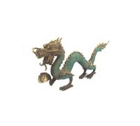 KDMD Fengshui Brass Dragon with Ball Ornament - 27cm, Elegant Home Decor in Turquoise KDMD Turquoise