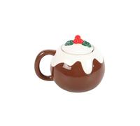 KDMD Festive Christmas Pudding Mug with Holly Lid - 470ml, Dishwasher Safe in Chocolate KDMD Chocolate