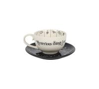 KDMD Fortune Telling Ceramic Tea Cup with Astrology Symbols & Gold Accents in White KDMD White