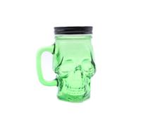 KDMD Funky Green Skull Mason Jar - Retro Cold Drink Glass, 450ml KDMD Green
