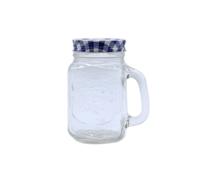 KDMD Funky Mason Jar with Lid - 450ml Cold Drink Glass, Retro Style in Clear KDMD Clear