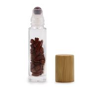 KDMD Gemstone Essential Oil Roller Bottle - Red Jasper - Wooden Cap KDMD Red