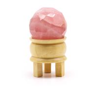 KDMD Gemstone Faceted Healing Ball & Stand - Rose Quartz in Pink KDMD Pink