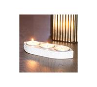 KDMD Geometric Ceramic Triple Tealight Holder for Ambient Lighting in White KDMD White