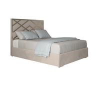 KDMD George Upholstered Soft Velvet Metal Designer Bed Frame in Cream | Size: Single KDMD Cream Single