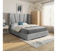 KDMD Glapthorn Wide Curved Grey Soft Velvet Designer Bed Frame | Size: Small Single KDMD Grey Small Single