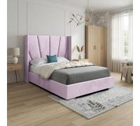 KDMD Glapthorn Wide Curved Pink Soft Velvet Designer Bed Frame | Size: Super King KDMD Pink Super King