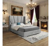 KDMD Glemsford Wide Curved Grey Soft Velvet Designer Bed Frame | Size: Single KDMD Grey Single