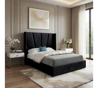 KDMD Godmanchester Wide Curved Black Soft Velvet Designer Bed Frame | Size: Super King KDMD Black Super King