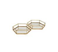KDMD Gold Hexagon Trays Set of Two - Elegant Geometric Home Decor KDMD Gold