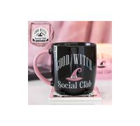 KDMD Good Witch Social Club Mug & Coaster Set - Pastel Pink Witch Hat Gift in Black KDMD Black