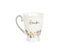 KDMD Grandma Wildflower Pedestal Mug in White KDMD White