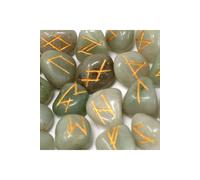 KDMD Green Aventurine Rune Stone Set in Pouch Mystical Divination Kit KDMD Green One Size