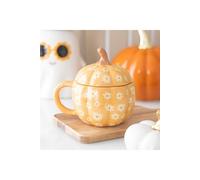 KDMD Groovy Floral Pumpkin Lidded Mug in Yellow KDMD Yellow
