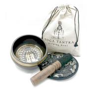 KDMD Hand Beaten & Engraved Singing Bowl Gift Set - 14cm - Yogi in Gold KDMD Gold