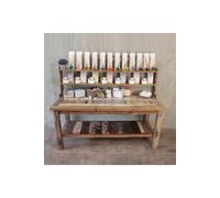 KDMD Handmade Bali A&C 1.8m Teak Table with Top Shelf Rustic & Upcycled in Brown KDMD Brown