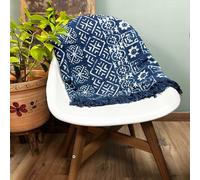 KDMD Handmade Indigo Throw - 170x120cm - Desi Stripes in Blue | Size: 170x120 cm KDMD Blue 170x120 cm