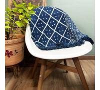 KDMD Handmade Indigo Throw - 170x120cm - Midnight Heerak in Blue | Size: 170x120 cm KDMD Blue 170x120 cm