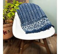 KDMD Handmade Indigo Throw - 170x120cm - Seedha Arrows in Blue | Size: 170x120 cm KDMD Blue 170x120 cm