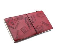 KDMD Handmade Leather Journal- The Adventure Begins - Red - (80 pages) in Maroon KDMD Maroon