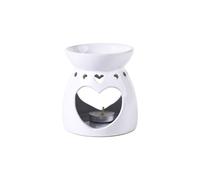 KDMD Heart Ceramic Tealight Oil Wax Melt Burner 10point5x10cm in White | Size: 5x10 cm KDMD White 5x10 cm