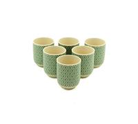 KDMD Herbal Tea Cups Set - Green Mosaic, 6 Petite Handleless Tea Mugs KDMD Green