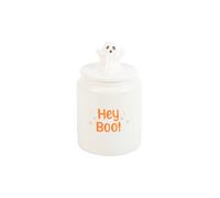 KDMD Hey Boo Ghost Storage Jar - Cute Ceramic Treat Container for Halloween in White KDMD White
