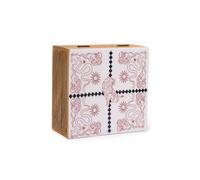 KDMD Hop Hare Big Enameled Square Box with Lion & Snakes Design in White KDMD White