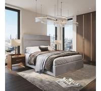 KDMD Horam Upholstered Soft Velvet Grey Metal Designer Bed Frame | Size: Super King KDMD Grey Super King