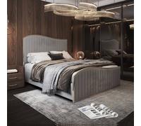 KDMD Hurstpierpoint Upholstered Soft Velvet Grey Metal Designer Bed Frame | Size: Super King KDMD Grey Super King