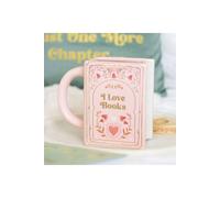 KDMD I Love Books Pink Book-Shaped Mug - 450ml Literary Tea Gift KDMD Pink