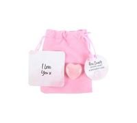 KDMD I Love You Rose Quartz Crystal Heart in a Bag in Pink KDMD Pink