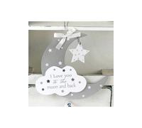 KDMD 'I love you to..' Moon & Star Hanging Plaque 2 Pack in Grey KDMD Grey
