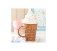 KDMD Ice Cream Cone Mug 500ml - Fun Swirled Lid, Novelty Kitchenware in Brown KDMD Brown