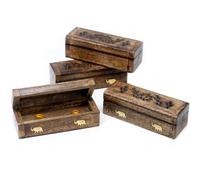 KDMD Incense Cone Smoke Box 6" - Mango Wood in Brown KDMD Brown