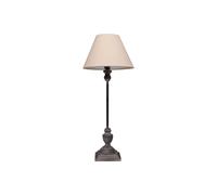 KDMD Incia Stem Table Lamp - Handcrafted Grey-Washed Wood & Linen Shade in Grey KDMD Grey