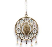 KDMD Indian Chimes - Large Buddha Face 15 Bell Chimes in Gold KDMD Gold