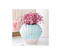 KDMD Iridescent Shell Flower Vase - Reflective Rainbow Glass Decor in Blue KDMD Blue