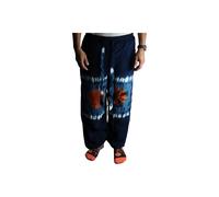 KDMD Japanese Style Lounge Pants Teal & Orange Medium in Blue KDMD Blue One Size