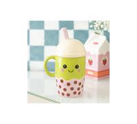 KDMD Kawaii Bubble Tea Mug - Cute Ceramic Boba Drink Cup with Lid in Green KDMD Green