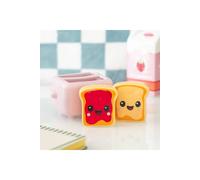 Kawaii Toast Salt & Pepper Shakers Set In Pink Toaster Holder