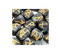 KDMD Labradorite Rune Stone Set in Pouch Mystical Divination Tools in Black KDMD Black