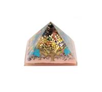 KDMD Large 70mm Orgone Pyramid with Tree Earth Base Spiritual Healing KDMD Multicolor