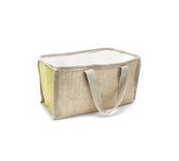 KDMD Large Jute & Cotton Shopping Basket 33x18x20cm in Lime | Size: 33 x 18 x 20 cm KDMD Lime 33 x 18 x 20 cm