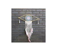 KDMD Large Macrame Dream Catcher with Evil Eye - Blue, White, Pink KDMD Multicolor