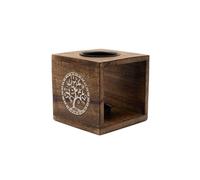 KDMD Large Mango Wood Oil Burner - Tree of Life, Handcrafted & Safe in Brown KDMD Brown