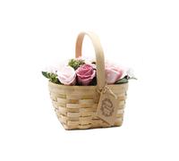 Large Pink Rose & Hyacinth Bouquet In Wicker Basket - Sunflower Included