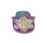 KDMD Large Soapstone Hamsa Incense Holder with 7 Chakra Symbols KDMD Multicolor